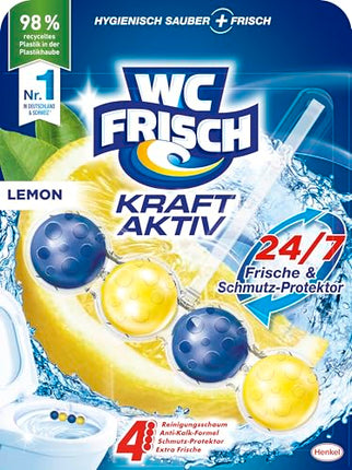 WC Fresh Power Active Fragrance Rinse Lemon (10-pack), toilet cleaner ensures cleaning with every flush, fragrance stones for long-lasting fresh toilet fragrance