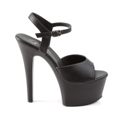 Pleaser Women's ASPIRE-609 Open Sandals, Black (Blk Faux Leather/Blk Matte), 38 EU