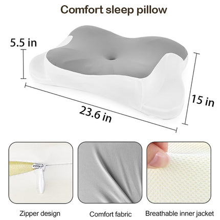 Jocoiot Neck Pillow for Neck and Shoulders, Ergonomic Contour Memory Foam Pillow with Washable Pillowcase - Gray