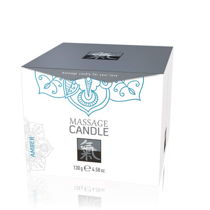 Shiatsu massage candle for partner massage with erotic scent of amber
