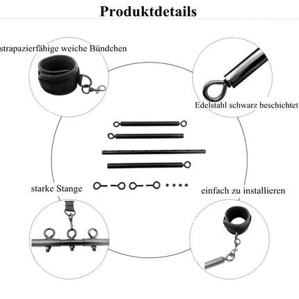 Spreader bar bondage handcuffs ankle cuffs sex toy with BDSM sex suit adjustable metal spreader bar slaves for couples (black)