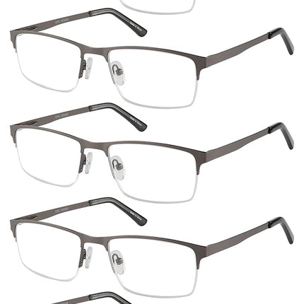 EYECEDAR Amcedar 5 pieces reading glasses men square frame metal gray stainless steel material spring hinges included reading glasses 2.00