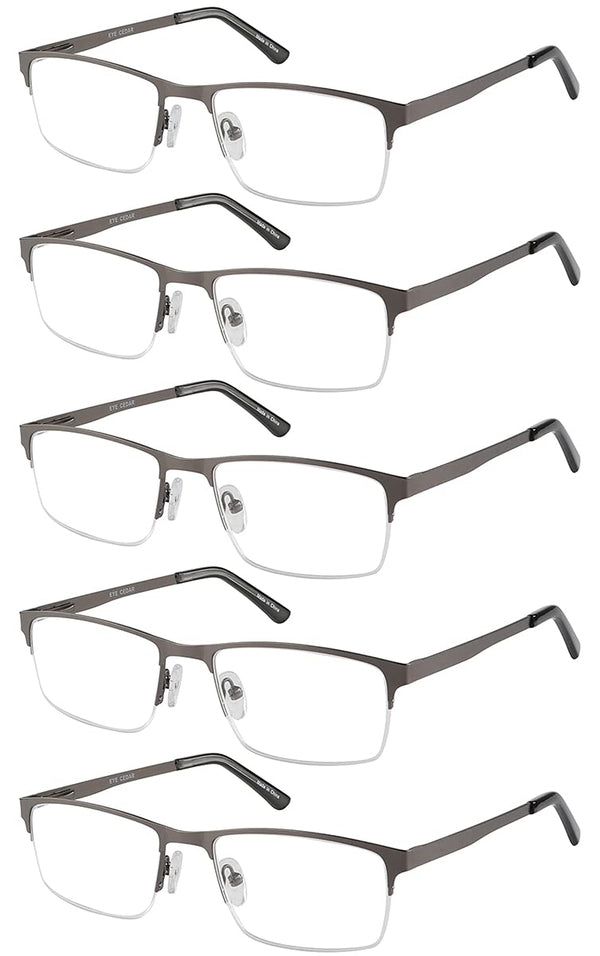 EYECEDAR Amcedar 5 pieces reading glasses men square frame metal gray stainless steel material spring hinges included reading glasses 2.00