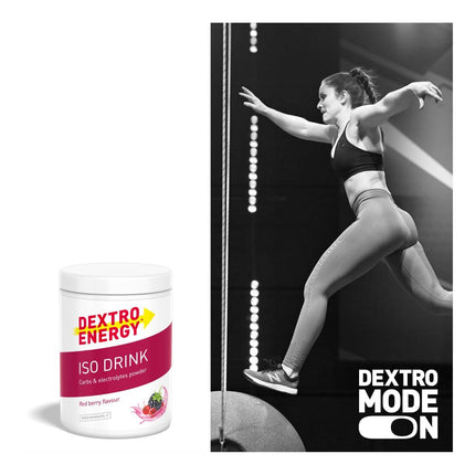 Dextro Energy, Iso Drink Electrolyte Sports Drink Powder, Red Berry, With Sodium, Magnesium, Potassium, Chloride, for fast energy, 440g