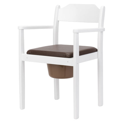 MaJSL Hygienic Commode Chair DUHA Made of High-Quality Wood Removable Bucket with Lid Certified Toilet Aid (White)