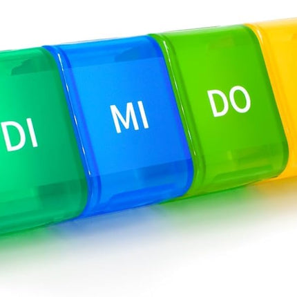 7-day pill box, 7-day pill box with 7 compartments, handy and moisture-resistant medicine box for your handbag or pocket to store medication, rainbow
