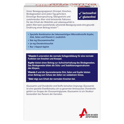Doppelherz system GLUCOSAMIN 800 PLUS – With vitamin C to contribute to normal collagen formation for normal cartilage function – 120 capsules