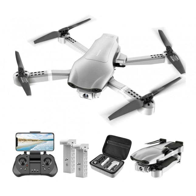 LUXWALLET Nocchi Pro 4D 4K 5 GHz WiFi Drone with Camera, GPS and Carrying Case, 30 km/h-500 meters Distance, Silver