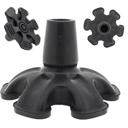 Large 19mm rubber base with six spikes for better stability - self-standing - for walking sticks - by Lifeswonderful