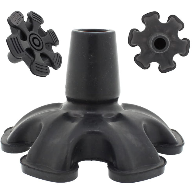 Large 19mm rubber base with six spikes for better stability - self-standing - for walking sticks - by Lifeswonderful
