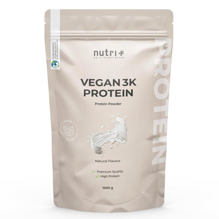 Nutri + Vegan Protein Powder Neutral without sweeteners + sugar with 85% protein - Vegan Protein Powder 1 kg unsweetened - Natural Protein Powder