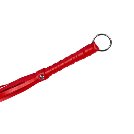 EIS, BDSM, short whip, multi-tailed, handy, with holding ring, color: red