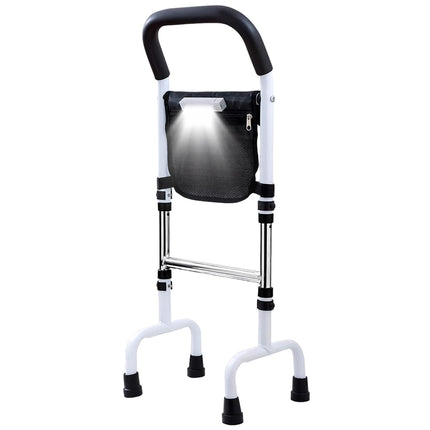 Elderly standing aid, standing aid bed, adjustable height standing aid, mobile standing aid with storage bag and 4 handles and motion light, suitable for elderly and disabled people, walking aid