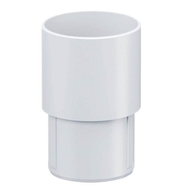 INEFA downpipe connector, PVC DN50 / 50mm white drain pipe connector, gutter accessories, easy plug-in installation, Made in Germany