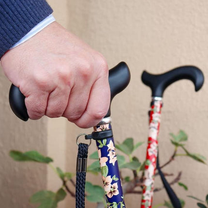 KMINA PRO - Walking Stick Women Flowers, Walking Stick Elegant, Aluminum Height Adjustable, Men Adjustable, Blue