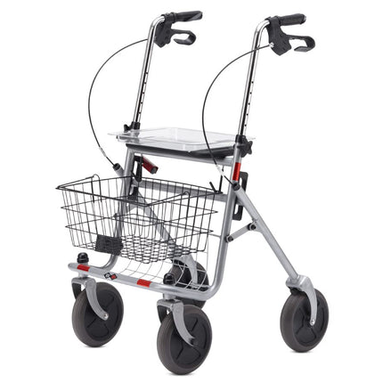 Bischoff &amp; Bischoff Senio Rollator, foldable - Standard rollator with large wheels for indoor and outdoor use, height-adjustable walking aid including basket, tray &amp; cane holder