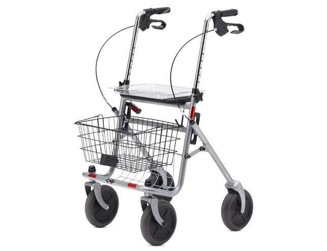 Bischoff &amp; Bischoff Senio Rollator, foldable - Standard rollator with large wheels for indoor and outdoor use, height-adjustable walking aid including basket, tray &amp; cane holder