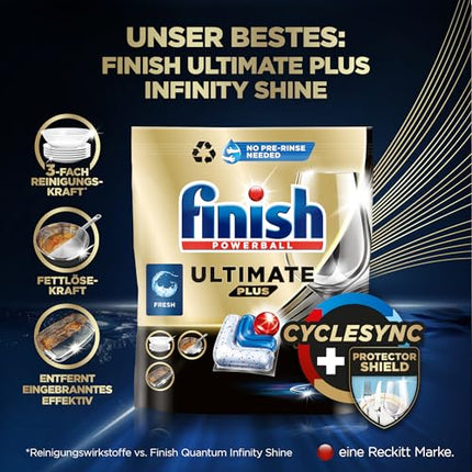 Finish Quantum Infinity Shine Dishwasher Tablets – Dishwasher tablets for deep cleaning, grease-cutting power and shine – Gigapack with 2 x 83 tablets