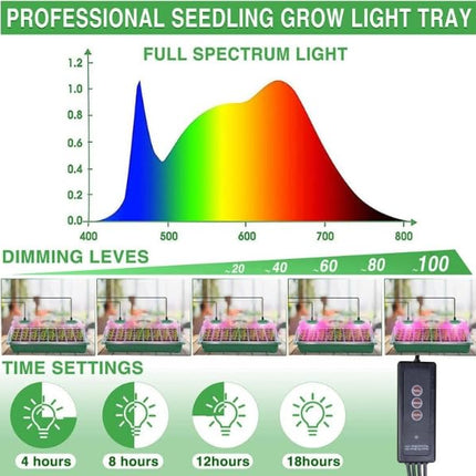 Indoor greenhouse cultivation box, 6 pieces mini greenhouse cultivation with high lid, seedling starter with timing controller (8 LEDs), trays greenhouse cultivation tray with 10 labels and 2 tools