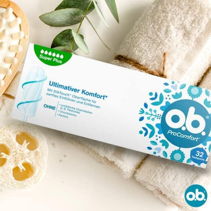 whether ProComfort Super Plus (32 pieces), tampons for very heavy days, SilkTouch surface &amp; Dynamic Fit technology for more comfort and reliable protection during your period