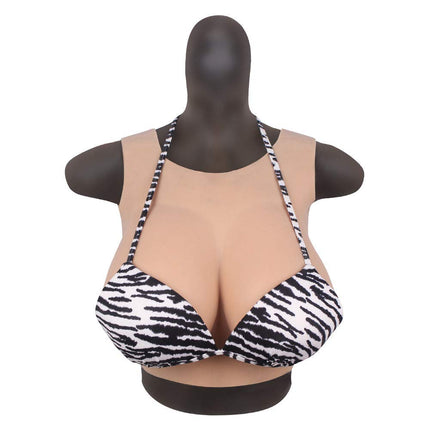 FHUILI Crossdressers Silicone Breast Forms - Round Collar Design Silicone False Breasts - Lifelike Fake Breasts for Crossdressing Transvestite Cosplay, G Cup,A