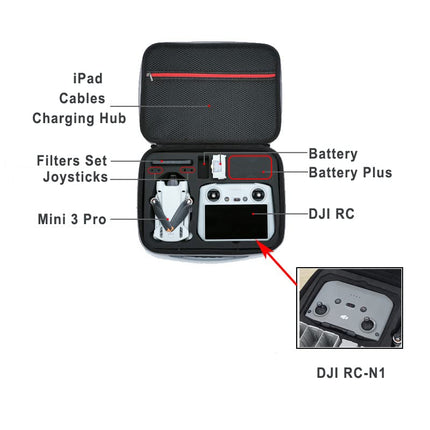 UBEIYI Bag for DJI Mini Pro 3, DJI Case Carrying Bag with Handle Storage Box Shoulder Bag Handbag Hard Case with High-Quality Zipper for DJI Mini 3 Drone Accessories