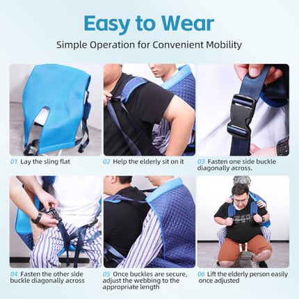 CRAZY ROSA Lift Sling – Transfer Blanket Carrying Belt for Transferring Down Stairs – Wheelchair Lift with Toilet Opening for Seniors Bedridden Safety Aids – Moving to Bed, Chair or Car