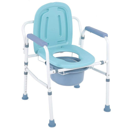 Commode chair Folding toilet seat Ergonomic seat with armrests Shower chair with bucket Bedside table Commode chair with toilet arm and non-slip foot base, ideal for elderly disabled people