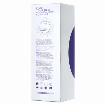 Loovara Condoms with Lubricant 42 Pieces - Size XS 47 mm - Condoms for more fun and sensation during sex - Vegan, Fair Rubber, Transparent-Natural Colors with Reservoir - XXL Box