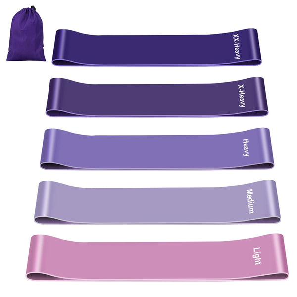 Fokky Fitness Bands [Set of 5], 100% Natural Latex Fitness Band with Exercise Instructions in German &amp; Carrying Bag Resistance Bands Resistance Bands Gymnastics Band for Muscle Building Pilates Yoga