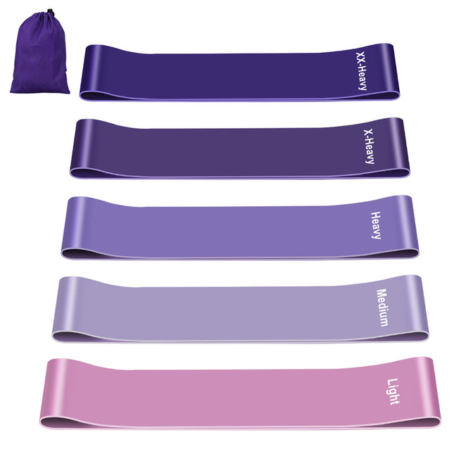 Fokky Fitness Bands [Set of 5], 100% Natural Latex Fitness Band with Exercise Instructions in German &amp; Carrying Bag Resistance Bands Resistance Bands Gymnastics Band for Muscle Building Pilates Yoga