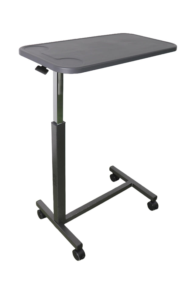 PEPE Mobility - Overbed table on castors, height adjustable, robust structure, mobile side table for nursing bed, hospital C shape, black