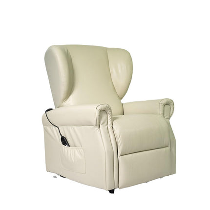 POLTRONE ITALIA Vanessa Leather 2 Motors PERSONALIZED TV armchair with electric stand-up aid Medical device 4 Wheels Micro-spring seat Stain-resistant senior armchair Relaxing armchair Beige