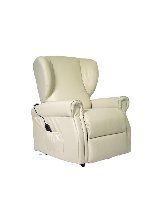 POLTRONE ITALIA Vanessa Leather 2 Motors PERSONALIZED TV armchair with electric stand-up aid Medical device 4 Wheels Micro-spring seat Stain-resistant senior armchair Relaxing armchair Beige