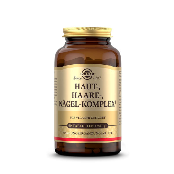 SOLGAR® Skin, Hair, and Nails Complex | with MSM, red algae, vitamin C, lysine, proline, zinc, and copper for hair, skin, and nails | Unique formula with patented OptiMSM® | 60 tablets