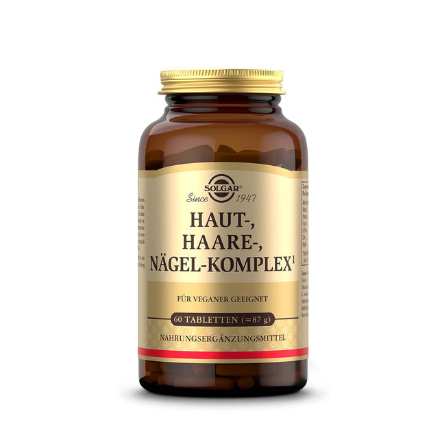 SOLGAR® Skin, Hair, and Nails Complex | with MSM, red algae, vitamin C, lysine, proline, zinc, and copper for hair, skin, and nails | Unique formula with patented OptiMSM® | 60 tablets