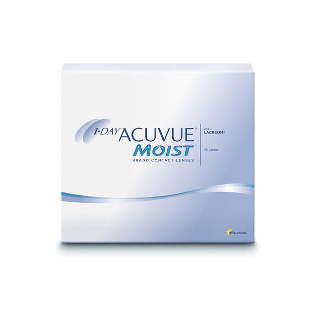 ACUVUE MOIST 1-Day Daily Contact Lenses for Sensitive Eyes &amp; Allergy Sufferers – Daily Contact Lenses with -4.75 dpt and BC 8.5 – UV Protection &amp; Comfortable Wear – 90 Lenses