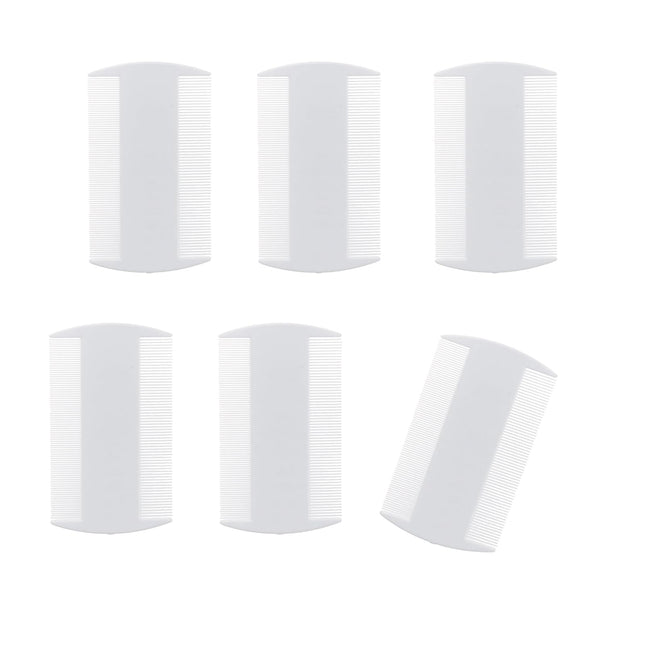Lice Comb, 6 Pcs Plastic Double-Sided Nits Comb Lice Fine-Toothed Head Lice Comb Self-Cleaning Flea Comb for Pets Flea Comb Cat Scalp Comb for Children Pets and Adults (White)