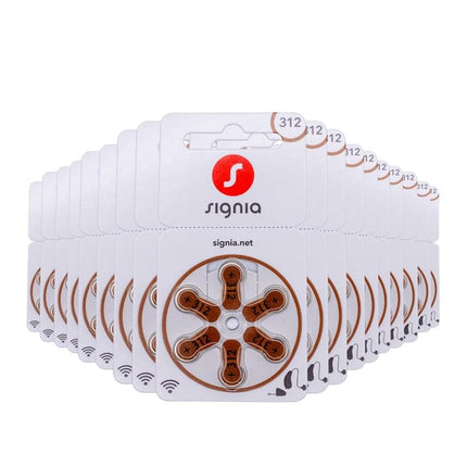 Siemens-Signia hearing aid batteries type 312 brown, batteries for hearing aids, 120-piece storage pack, Made in Germany, including FREE cleaning cloth, Wireless Approved, mercury-free