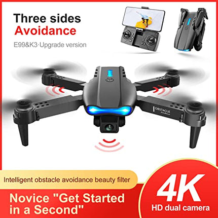 Drones with Camera for Adults, Beginners, Foldable RC Quadcopter with 3-sided Obstacle Avoidance, Portable WiFi Quadcopter HD 4k Aerial, Remote Control for