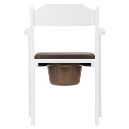MaJSL Hygienic Commode Chair DUHA Made of High-Quality Wood Removable Bucket with Lid Certified Toilet Aid (White)