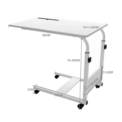 Adjustable bedside table with lockable wheels – movable rolling tray for bedridden elderly people, reading, eating – height-adjustable bedside table