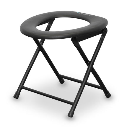 WELLCORE Commode Chair with Toilet, Foldable, Portable, Compact, Aluminum Frame, Removable Toilet, Easy to Clean, Black, up to 100 kg, up to 100 kg