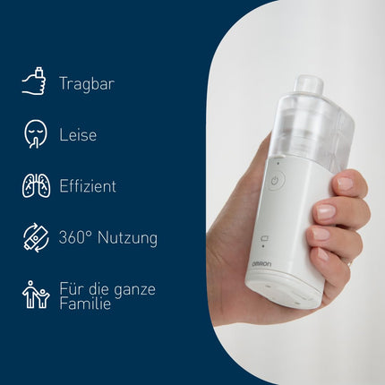 OMRON MicroAir U100 inhaler "GOOD" Stiftung Warentest 12/24, silent inhaler for home and on the go - For the treatment of respiratory diseases in adults and children