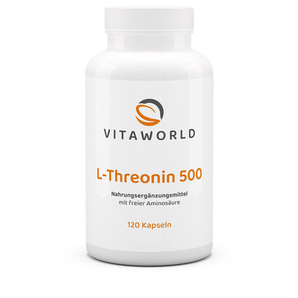 vitaworld L-Threonine 500 mg, essential amino acid, 120 capsules