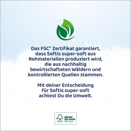 Softis 4-ply toilet paper - 45 roll pack (5 x 9 individual packs), 100 sheets per roll, Unique soft chamber system, Recyclable packaging, FSC-certified paper