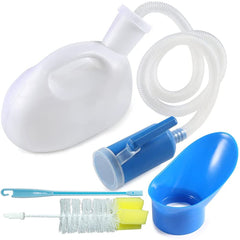 testyu 2000ML Urinal Bottles Unisex with Holder, Leak-Proof Lid and Hose, Portable Urinal Bottle for Men Women with Cleaning Brush for Disabled, Elderly, Car, Camping, White