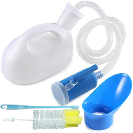 testyu 2000ML Urinal Bottles Unisex with Holder, Leak-Proof Lid and Hose, Portable Urinal Bottle for Men Women with Cleaning Brush for Disabled, Elderly, Car, Camping, White