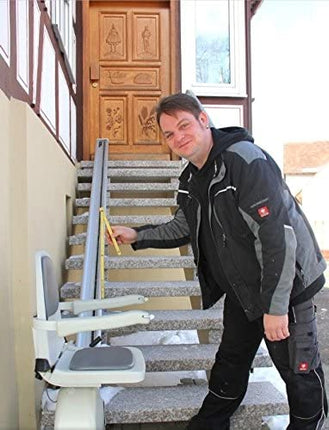A straight stairlift from Pflanz-Homelift for outdoor use, up to 5 meters long