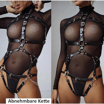 FANSEELM Leather Harness for Women - Sexy Outfit for Party, Punk Erotic Lingerie, Rave Cosplay Gothic Costume, Fetish Bondage - Belt, Chest Harness